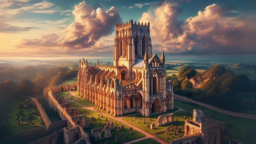 Medieval Cities. St. Mary’s Abbey in York, Englang.