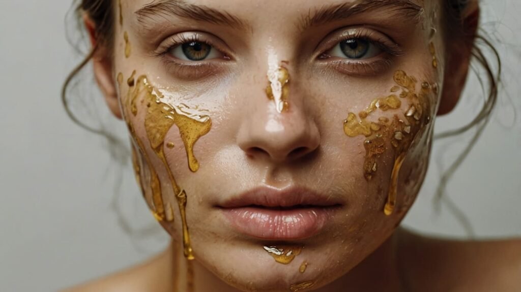 Woman with castor oil on her face