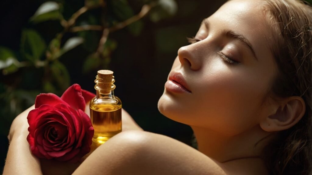 woman using Rosehip Oil